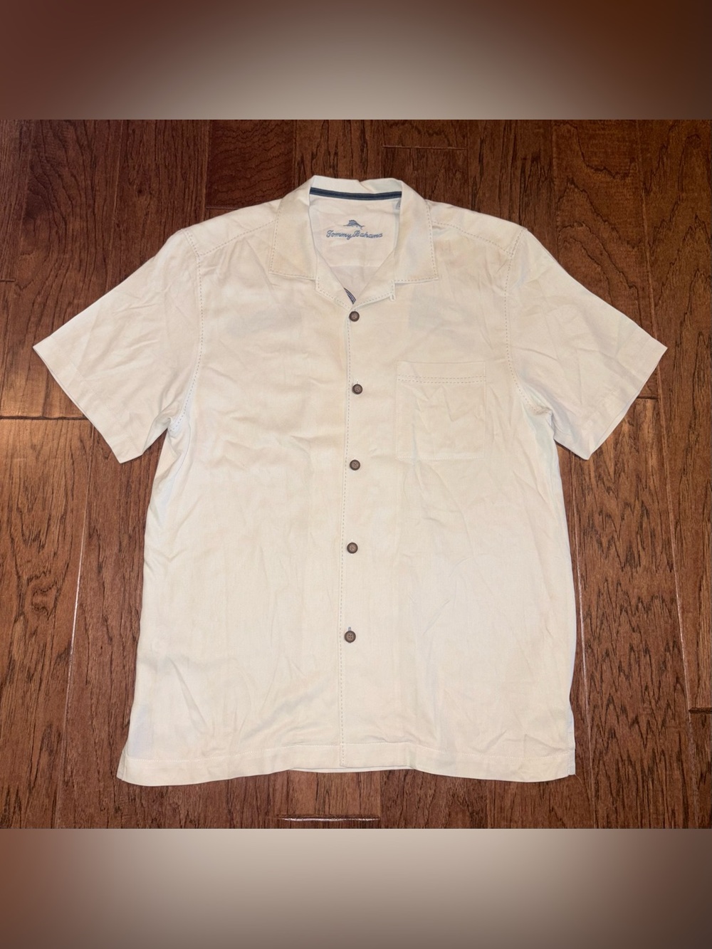 Tommy Bahama 100% Silk Marlin Embroidered Button Down Short Sleeve Camp Shirt M - Picture 2 of 10